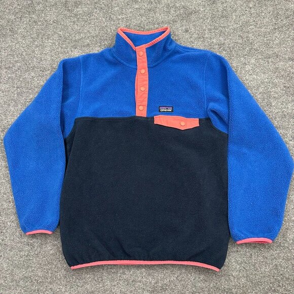 Patagonia Synchilla Jacket Girls L 12 Fleece Snap T Sweater Pullover Logo 65546 - Picture 1 of 12